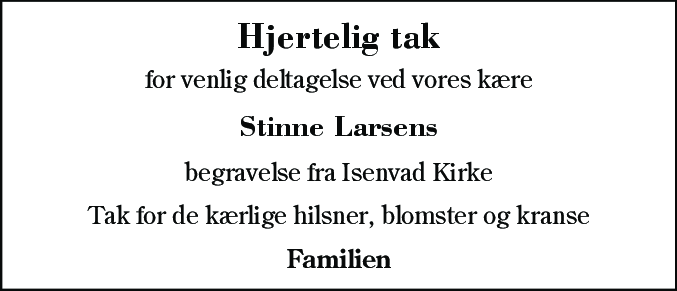 Dødsannonce for Cecilie Kristine Nygaard Larsen