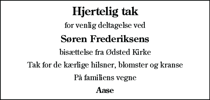 Dødsannonce for Søren Egon Frederiksen