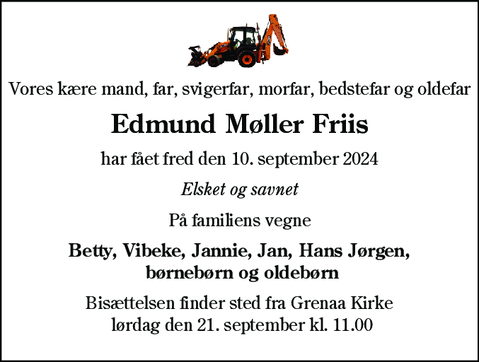Dødsannonce for Edmund Møller Friis