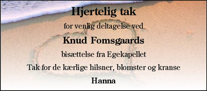 Dødsannonce for Knud Fomsgaard