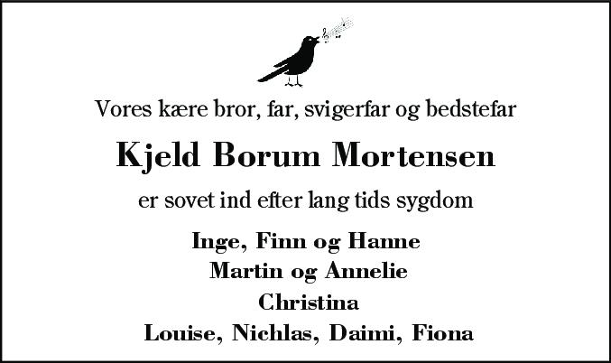 Dødsannonce for Kjeld Borum Mortensen
