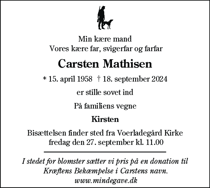 Dødsannonce for Carsten Mathisen