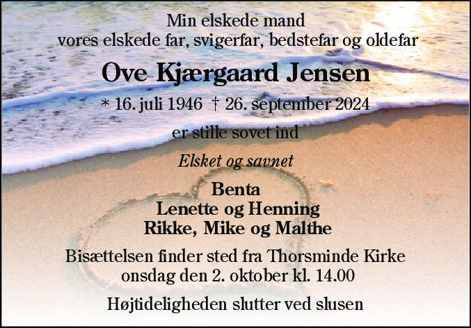 Dødsannonce for Ove Kjærgaard Jensen