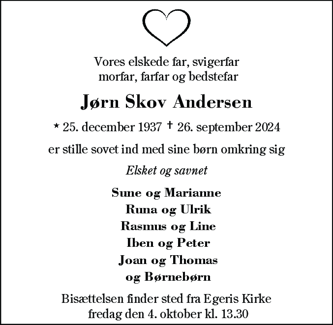 Dødsannonce for Jørn Skov Andersen