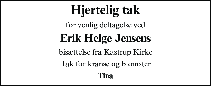 Dødsannonce for Erik Helge Jensen