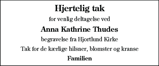 Dødsannonce for Anna Katrine Thude