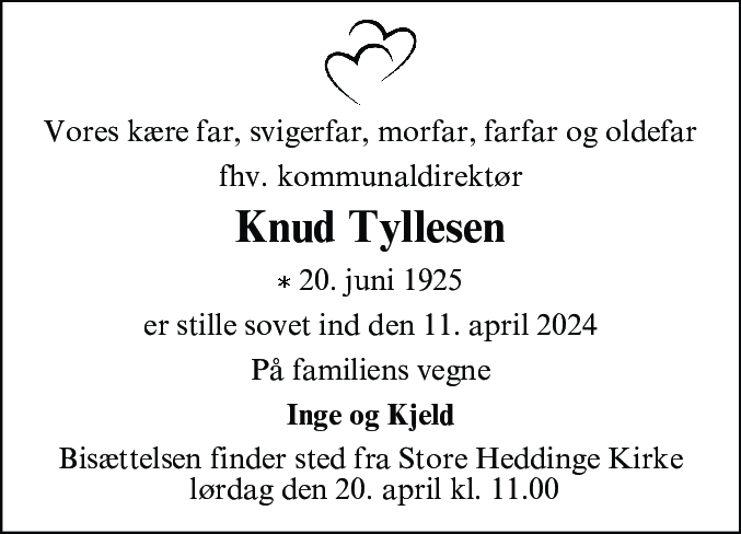Dødsannonce for Knud Tyllesen