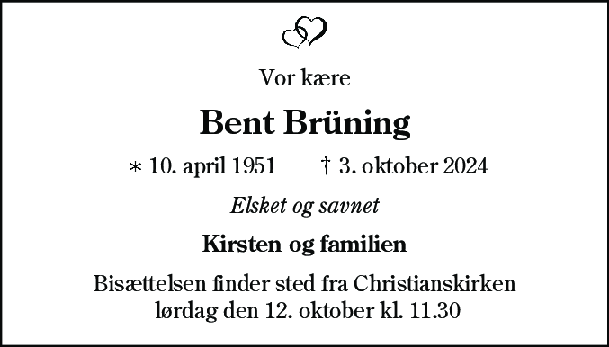 Dødsannonce for Bent Brüning