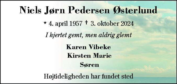 Dødsannonce for Niels Jørn Østerlund
