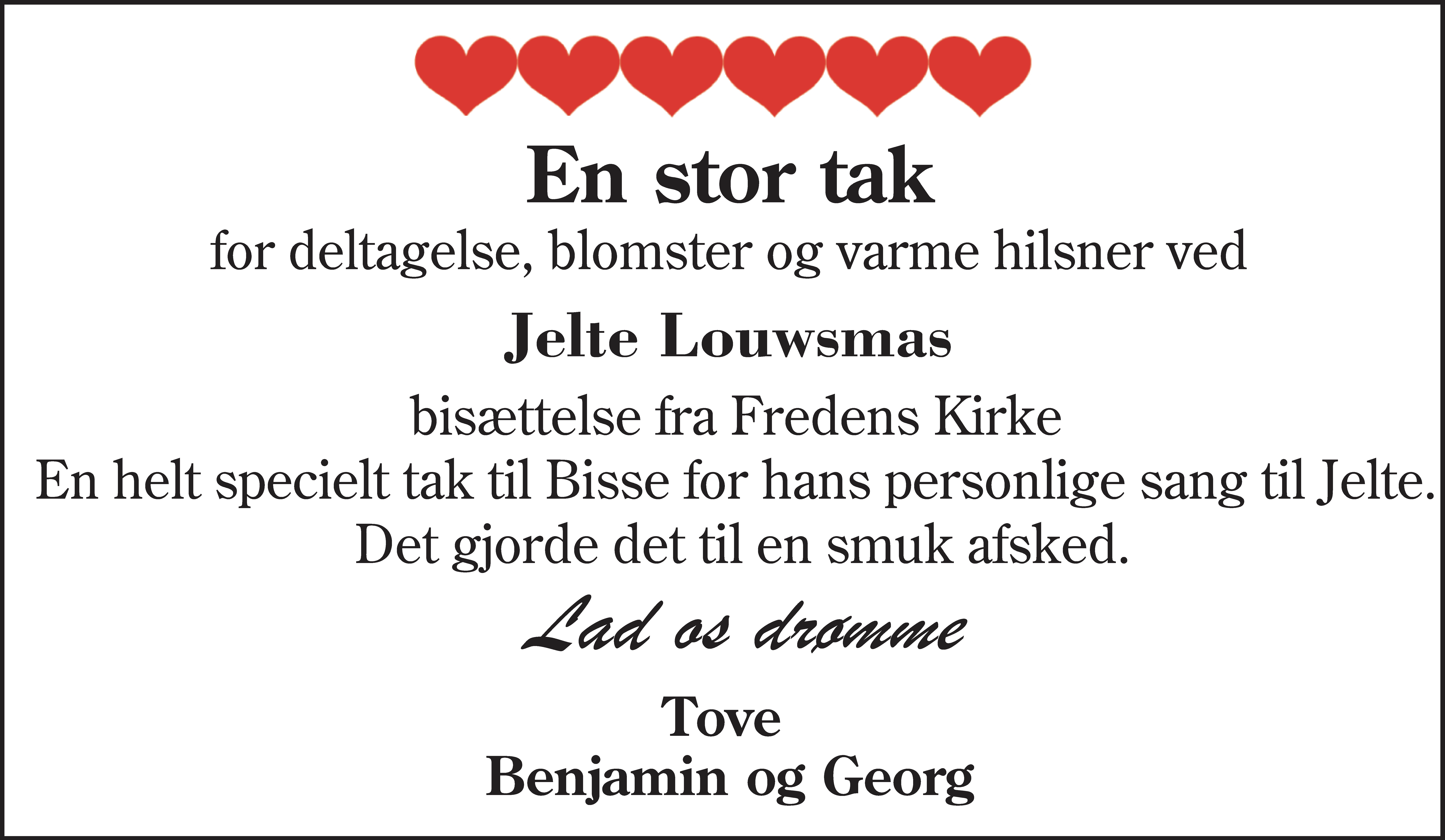 Dødsannonce for Jelte Louwsma