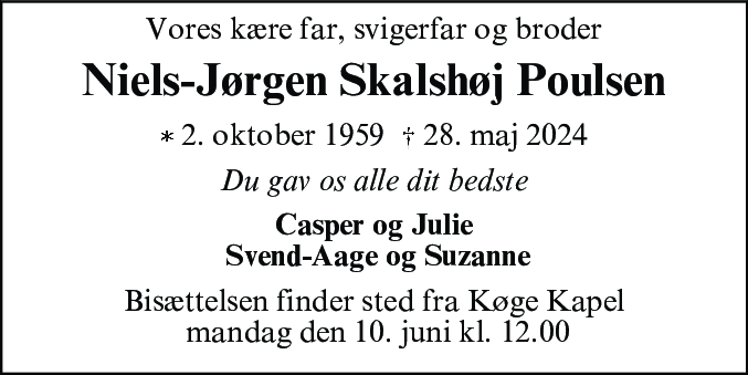 Dødsannonce for Niels-Jørgen Skalshøj Poulsen