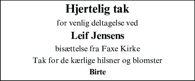 Dødsannonce for Leif Jensen