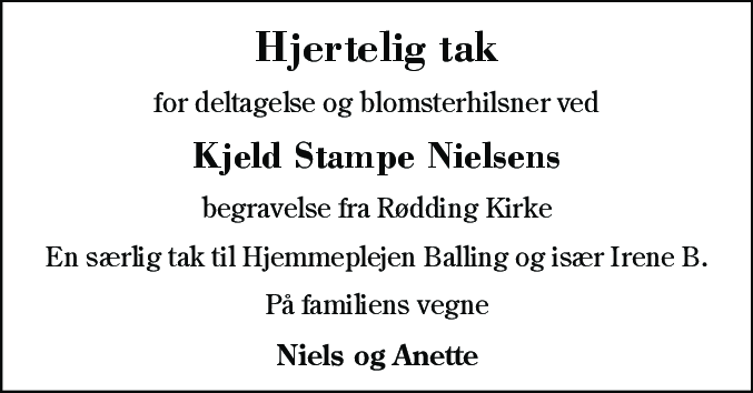 Dødsannonce for Kjeld Stampe Nielsen