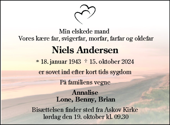 Dødsannonce for Niels Andersen