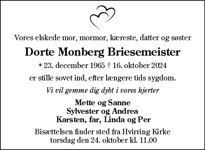 Dødsannonce for Dorte Briesemeister