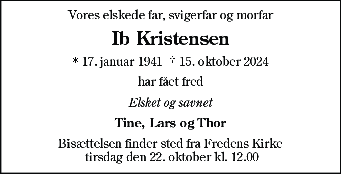 Dødsannonce for Ib Kristensen