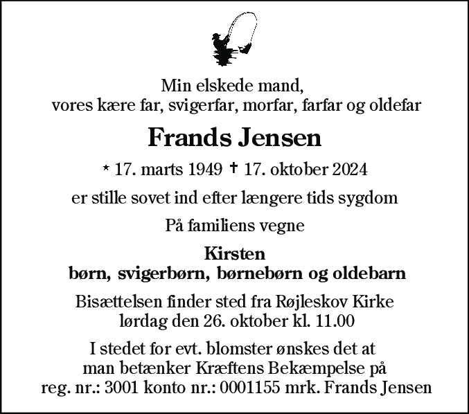 Dødsannonce for Frands Erik Jensen