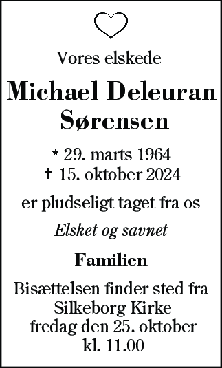 Dødsannonce for Michael Deleuran Sørensen