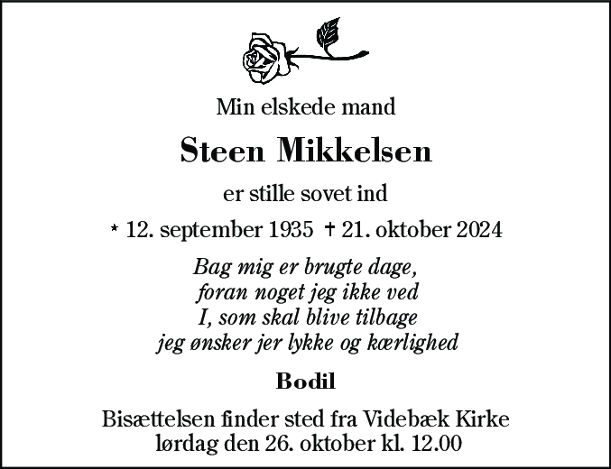 Dødsannonce for Sten Karsten Mikkelsen