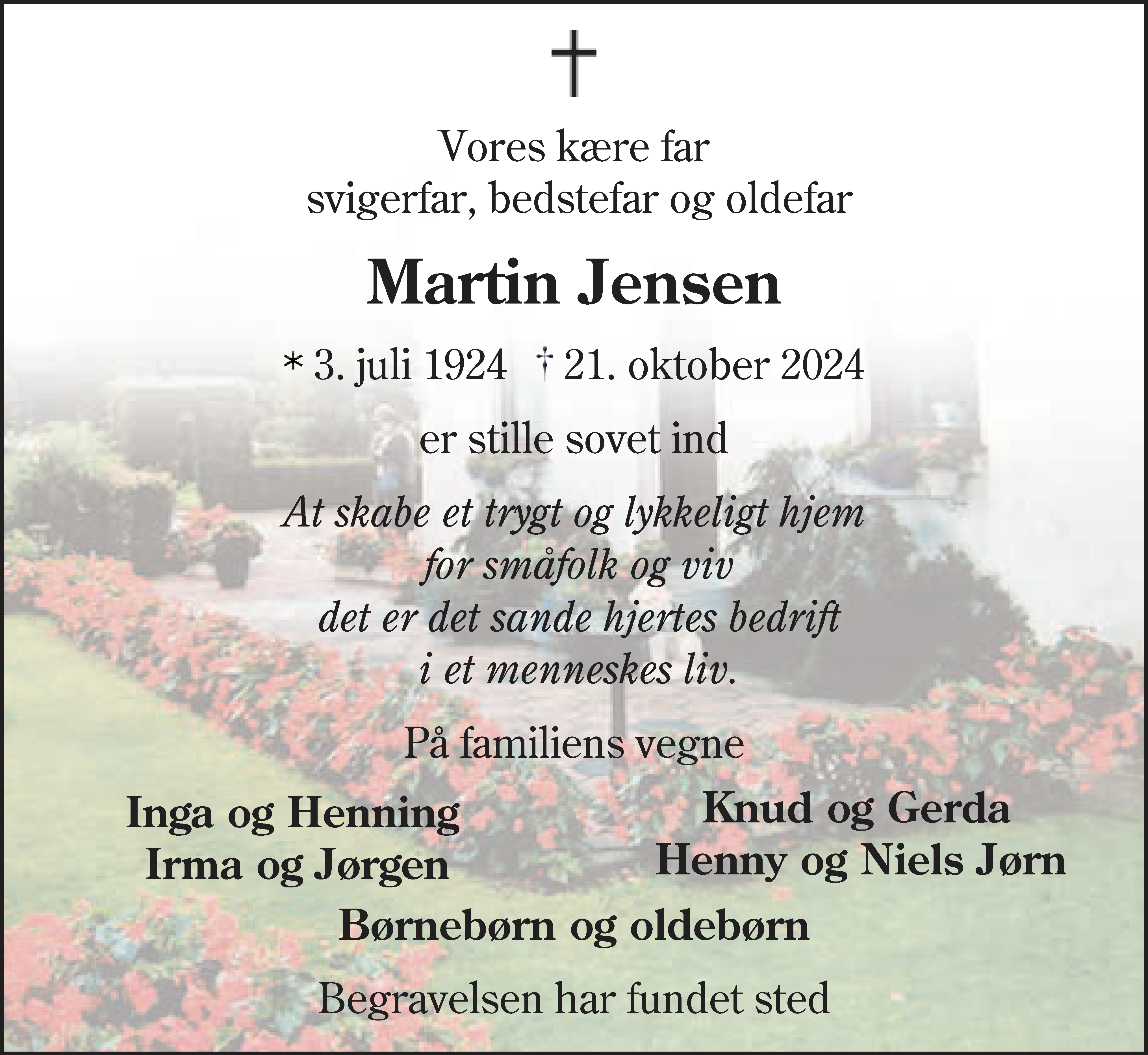 Dødsannonce for Martin Jensen