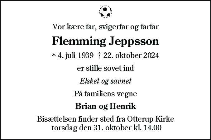 Dødsannonce for Flemming Jeppsson