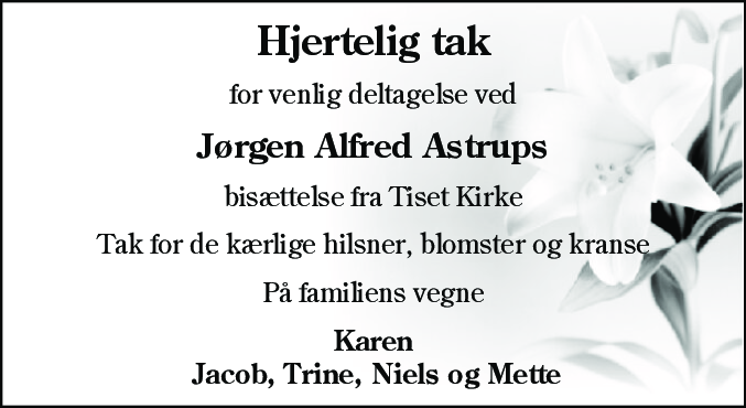 Dødsannonce for Jørgen Alfred Astrup
