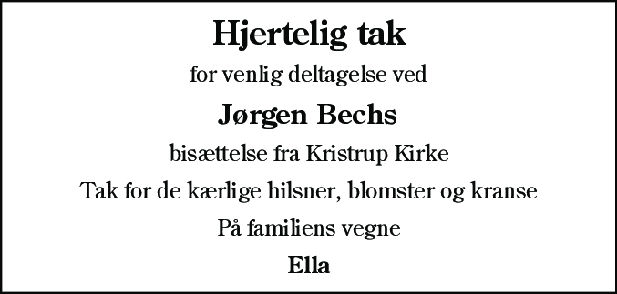 Dødsannonce for Jørgen Bech