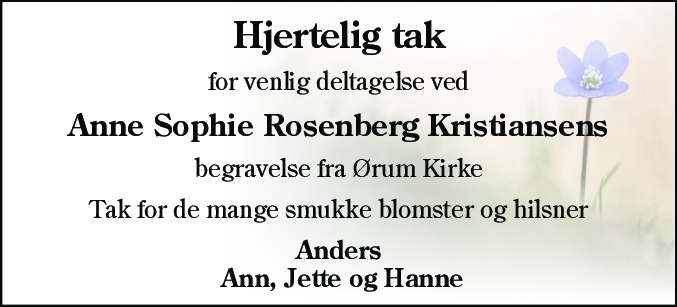 Dødsannonce for Anne Sophie Rosenberg Christiansen