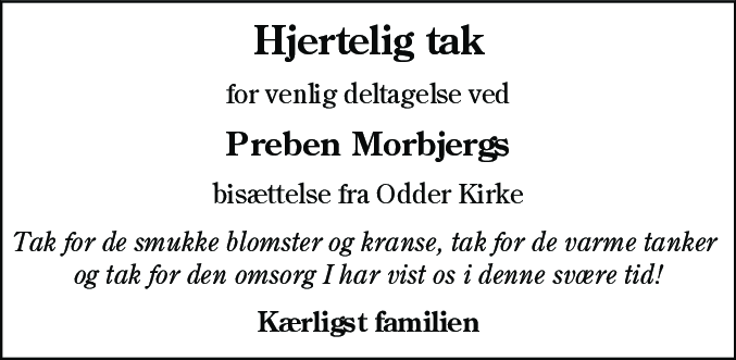 Dødsannonce for Preben Morbjerg Petersen