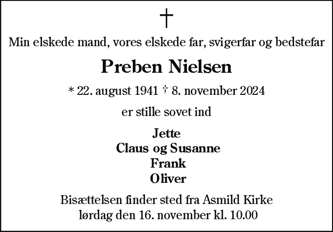 Dødsannonce for Jens Preben Nielsen