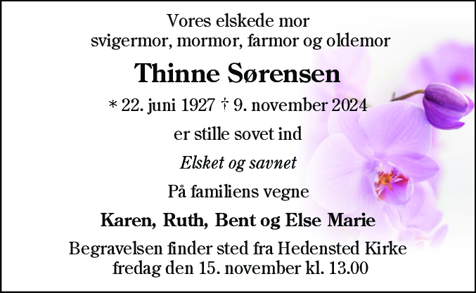 Dødsannonce for Kathrine Sørensen