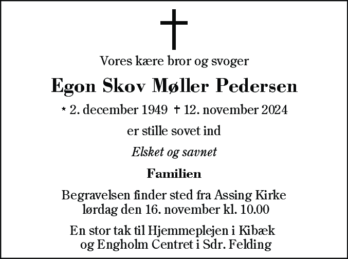 Dødsannonce for Egon Skov Møller Pedersen