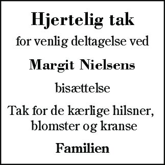 Dødsannonce for Irma Margit Nielsen