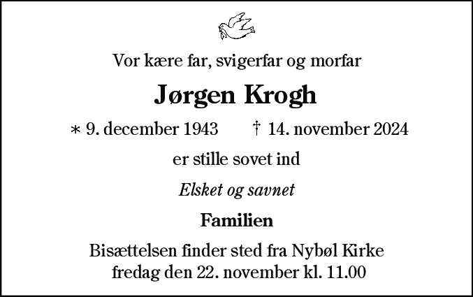 Dødsannonce for Jørgen Krogh