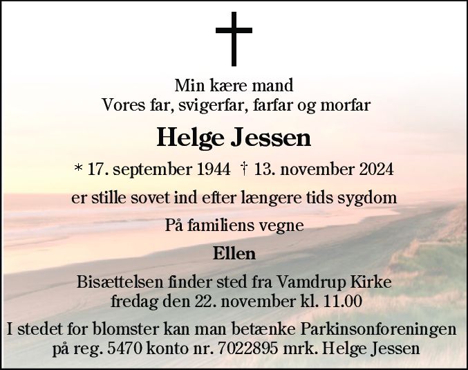 Dødsannonce for Helge Jessen