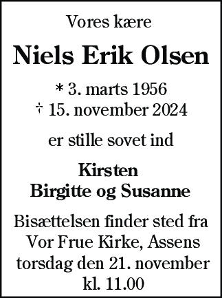 Dødsannonce for Niels Erik Olsen