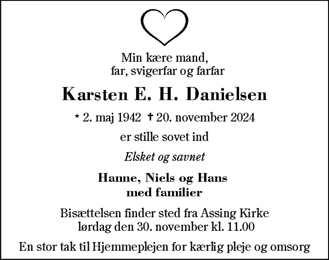 Dødsannonce for Karsten Elkjær Husted Danielsen