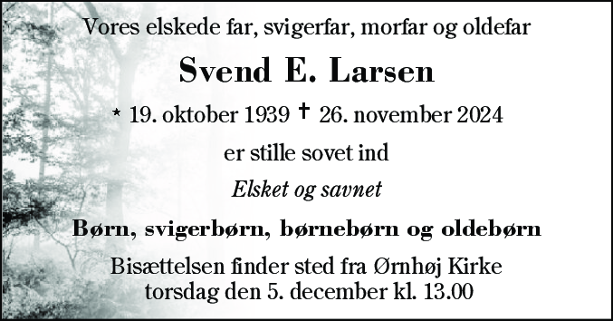 Dødsannonce for Svend Evald Larsen