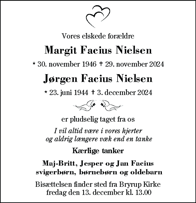 Dødsannonce for Margit Nielsen