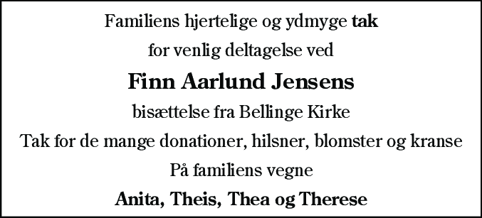 Dødsannonce for Finn Aarlund Jensen