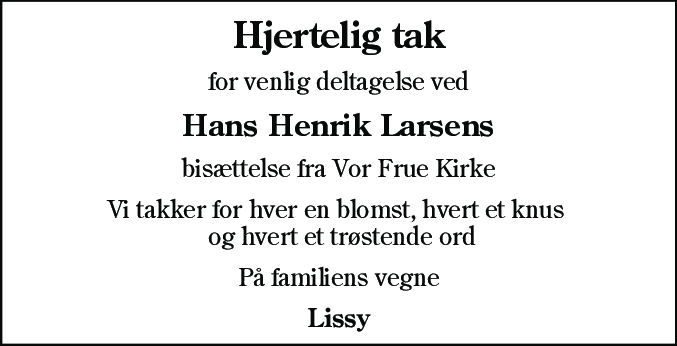 Dødsannonce for Hans Henrik Larsen