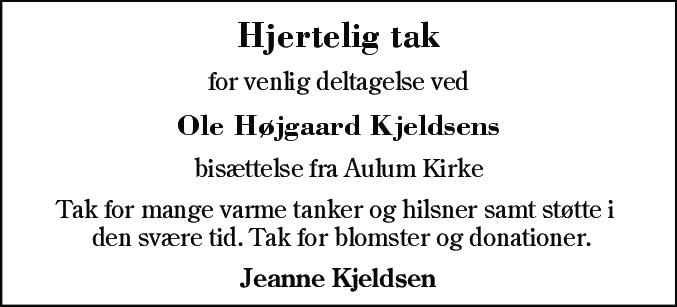 Dødsannonce for Ole Højgaard Kjeldsen