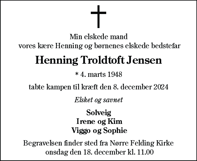 Dødsannonce for Henning Troldtoft Jensen