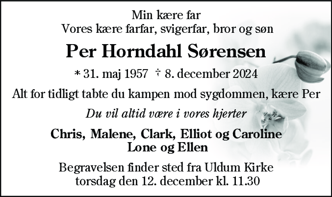Dødsannonce for Per Horndahl Sørensen