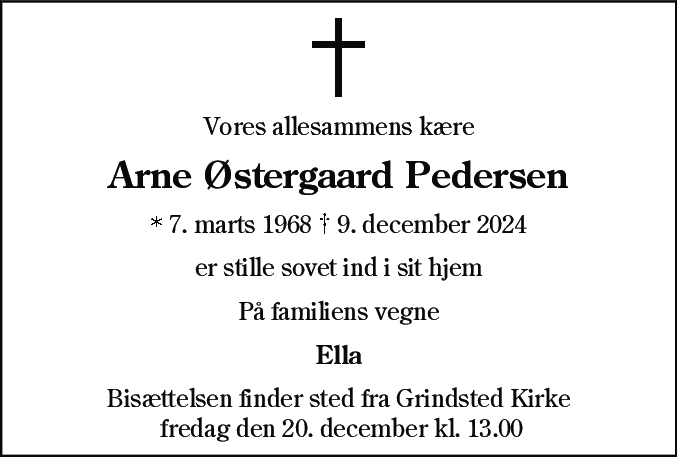 Dødsannonce for Arne Østergaard Pedersen