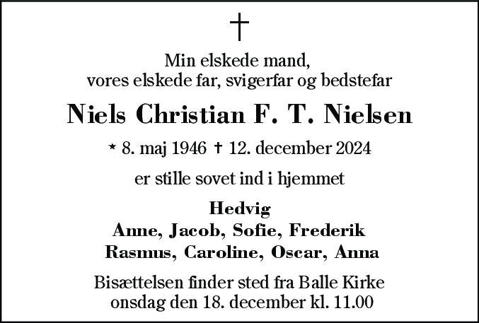 Dødsannonce for Niels Christian Fogh Tholstrup Nielsen