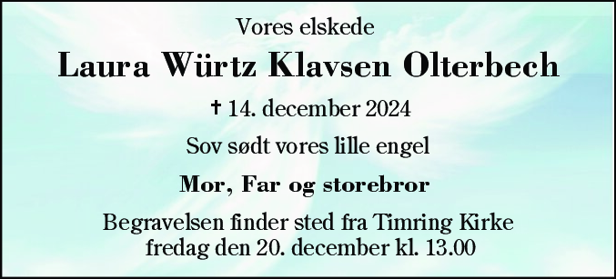 Dødsannonce for Laura  Würtz Klavsen