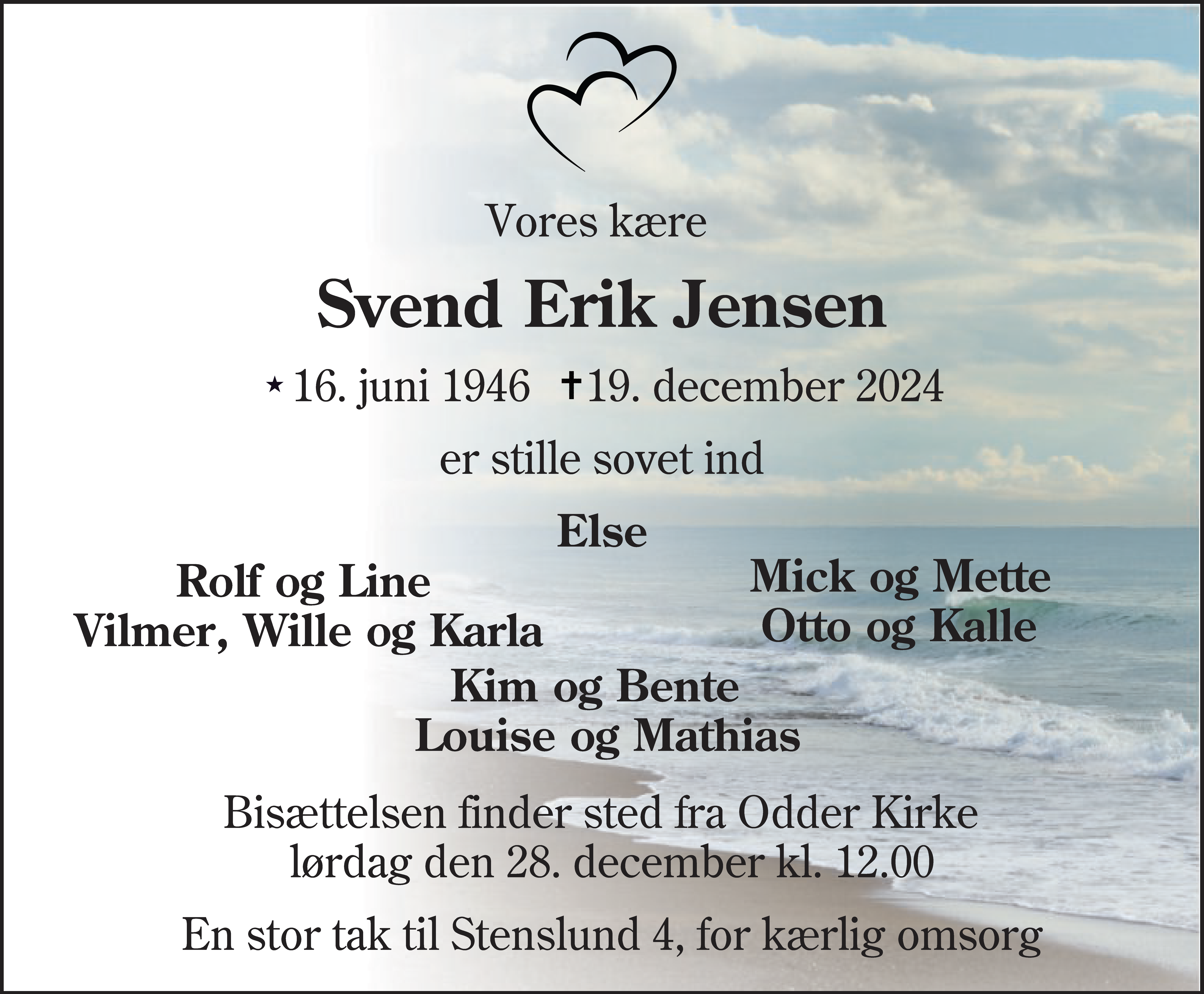 Dødsannonce for Svend Erik Jensen