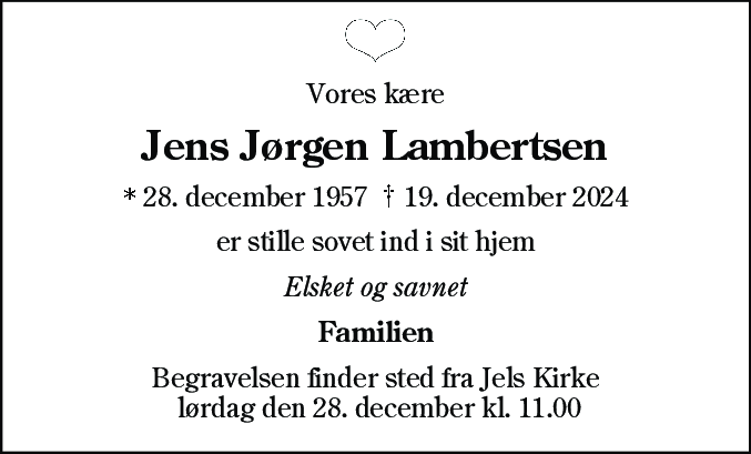 Dødsannonce for Jens Jørgen Lambertsen