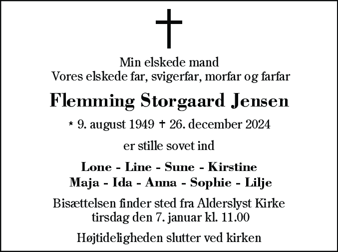 Dødsannonce for Flemming Storgaard Jensen